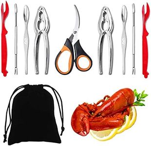 Artcome 10 Piece Seafood Tools Set - 2 Crab Crackers, 2 Lobster Shellers, 2 Seafood Forks, 2 Wide Crab Forks, 1 Seafood Scissors and 1 Storage Bag