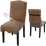 H.VERSAILTEX 100% Waterproof Dining Chair Covers Teddy Fleece Chair Cover for Dining Room Set of 2 Parson Chair Slipcovers Chair Protectors Covers, Caramel