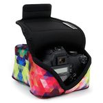 USA GEAR DSLR Camera Sleeve (Geometric) with Neoprene Protection, Holster Belt Loop and Accessory Storage - Compatible with Nikon D3100, Canon EOS Rebel SL2, Pentax K-70 and More