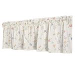 Dreamskull Short Kitchen Cafe Curtains Beige Small Curtians Window Valances for Bedroom Dining Room Bistro Drape Floral Print Cotton Valance for Small Window Rod Pocket Rustic 150cm Wide