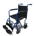 Aidapt Folding Lightweight Attendant Propelled Aluminium Wheelchair with Brakes, Lap Strap, Removable Foot Rests. Ideal for Every Day Use Indoors and Outside