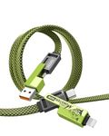 XCOOL USB C Cable, 4-in-1 USB-C Cable (3ft), 100W C to C Cable Fast Charging with Hook-and-Loop Fastener and Cable Management, Universal Charging Cable for iPad, MacBook, iPhone, Samsung, Green