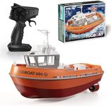 Aetheria RC Boat for Adults, 1/72 2.4G RC Electric Tugboat Yacht High-Speed Remote Control Boat for Pools Rivers Lakes Water - RTR Version, Medium, Red