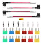 Fuse Kit Car Fuses - 12V 24V Micro Add-a-Circuit Fuse Tap ACS Micro Piggy Back Blade Fuse Holder with Wire Harness and 12pcs Fuse (5A 7.5A 10A 15A 20A 30A) and 1pcs Fuse Puller