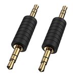 CableCreation 2 Pack 3.5mm Stereo Jack to 3.5mm Audio Male to Male Adapter Connectors Gold Plated for Headphones Adapter