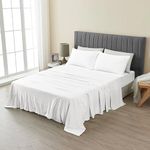 SLEEPDOWN 100% Cotton Jersey Sheets King - 4 Piece, White | Ultra Soft & Cozy T-Shirt Feel, All Season, Wrinkle Free, Breathable King Size Bed Sheets, Snug Fit (Deep: 5"-16") King Bed Sheets, White