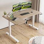 OCGREEN Large Electric Height Adjustable Computer L-Shaped Desk with Memory Controller Corner Standing Desk Modern Workstation with Splice Board Ergonomic Desk (Light Oak, 59''L shape)