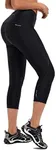 BALEAF Women's Bike Pants High Waist 4D Padded Cycling Capris Shorts 3/4 Biking Tights Pockets UPF50+, Black, Medium