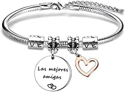 RoCetysell Pulsera Inspiradora para Mujer, Chica, Pulseras de Acero Inoxidable Ajustable Personalizada, Regalos Originales para Cumpleaños (Las mejores amigas)