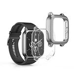 kwmobile Case Compatible with Garmin Venu Sq 2 Music/Sq 2 Case - 2x TPU Silicone Fitness Tracker Cover - Transparent/Silver