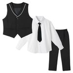 LOLANTA Baby Boys Black Suit Cute Dress Outfit Single-Breasted Suit Gentleman Suit Vest Suit Set for Birthday (Black, 2-3T)