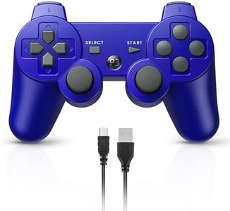 Powerextra PS-3 Wireless Controller for Play-Station 3 with High Performance Upgraded Joystick Rechargeable Battery Double Shock for PS-3 (Blue)