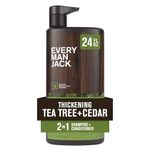 Every Man Jack 2-in-1 Tea Tree + Cedar Shampoo + Conditioner - Thicken, Cleanse, and Hydrate Hair with Coconut, Aloe, Tea Tree Oil - Naturally Derived and No Harmful Chemicals - 710 mL - 1 Bottle