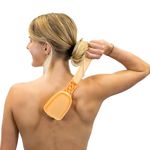 Bakslap - Body Lotion Applicator - Replaceable Sponge Pads (2 Pack) - Extendable Long Handle for Self Back & Body Application (Skin Cream, Suntan, Beauty, Tanning, Medical) (peach)