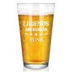 Futtumy Birthday Gifts for Men, Legends are Born in June Beer Glass, Funny June Birthday Gift for Men Husband Dad Boyfriend Uncle Son Coworker Boss, 40th 50th 60th Birthday Gifts Idea