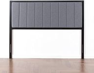 Zinus Banded Grey Upholstered Metal Headboard, King