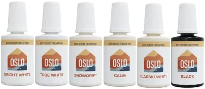 Oslo Home Touch Up Paint Multi-Pack – 5 Most Popular White Home and Rental Colors + Black, w/Brush in 20ml Bottle, Quick Drying, For Repairs, Walls, Trim, Cabinets, Furniture, Shutters and More