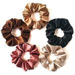 Silvr Bear Luxury Satin Scrunchies Same 5 Colors As Pic, Anti-Hair-Breakage, Hair Ties, Scrunchies Set For Girls, Women, Best Gift For Sister, Friend, Mom (Earthy Shades), Multicolor