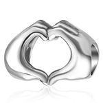 SOUKISS 925 Sterling Silver Love Heart in Your Hands Charm for Charms Bracelets, Xmas Mother's Day Gifts Idea, Sterling Silver