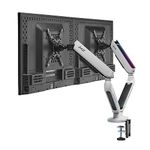 AVLT Dual 27”-43” RGB Gaming Monitor Arm Desk Mount Built-in 20 Lighting Modes Touch Button Control Fits Flat/Curved/Ultrawide Monitor Height Swivel Tilt Rotation Adjustable Monitor Stand -White