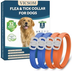 4 Pack Flea Collar for Dogs, 32 Months Flea and Tick Prevention for Dogs, Waterproof Dog Flea Collar, Dog Flea and Tick Treatment, Adjustable Flea and Tick Collar for Dogs Puppy -Blue & Orange