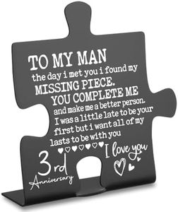 3Year Anniversary Plaques Gifts for Men Husband, Men 3rd Anniversary Plaques Gifts form Wife, Happy 3rd Anniversary Marriage Gifts for Husband Men Desk Decor Sign YP215