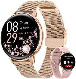 NAIXUES Reloj Inteligente Mujer con Llamadas, 1.39'' Smartwatch Función Femenina, 120+ Modos Deportivos, Pulsometro, SpO2, Monitor de Sueño, Podómetro, Calorías IP68 iOS Android Oro Rosa, Regalo Mujer