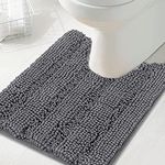 Smarcute Toilet Mat U Shaped Bathroom Rugs Bath Mats for Bathroom Non Slip Luxury Chenille Bath Mat U Shape 50x50cm Extra Soft and Absorbent Shaggy Rugs Washable Dry Fast - Grey