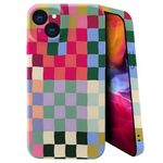 SEized Case Compatible with for iPhone 15 Colorful Checkerboard Phone Case 3D Soft Slim Drop Shockproof Case for Girl Women Phone Case for iPhone 15