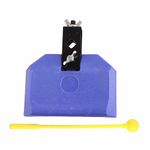 Plastic Cowbell Percussion Instrument - Block Jam Cencerro for Drum Kit, Latin Music & Rhythm Practice with Clamp Mount, Blue