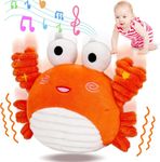 Musical Crawling Dancing Crab Baby Toy Tummy Time Sensory Interactive Talk Plush Stuffer Animal Toys Learning Bouncing Ball 0-3 0-6 6-12 18 Month Infant Newborn First Gifts for Toddler 1-2