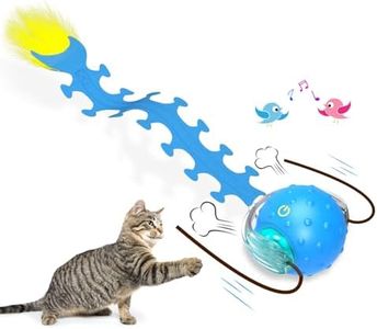 Giociv Interactive Cat Toys Ball for Indoor Cats Fast Rolling on Carpet, Chirping & Motion Activate Cat Toys (Blue Centipede)