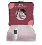 Dreamland Snuggle Up Electric Throw - Dusky Pink, 5 Minute Fast Heat Up, Luxury Velvet Plush, 1 Control, 6 Temperature Settings with Timer, Machine Washable and Tumble Dry Safe, 160x120cm