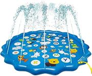 Splash Pad, Sprinkler & Splash Play Mat for Toddlers, Inflatable Outdoor Party Sprinkler Pad Wading Pool for Kids Age 3+, Water Toys for Summer Outdoor Garden Beach-170cm/66" (Alphabet)