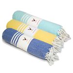 PATVY Bath Towels Light Weight Turkish Style 90 TC Towels For Men Large Size Cotton|75X150Cm Quick Absorption &Faster Drying Bath Towel For Women|100% Cotton (Pack Of 3,Royal Blue,Yellow,Water Green)