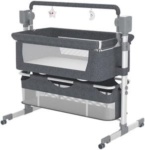 Nine point nine Elettrico Culla Next to Me, Multifunzionale Culla Neonato Fianco Letto, Convertibile Culla Co-sleeping per Bambini Pieghevole con Musica Bluetooth 5 Ingranaggi Ondeggianti (Grey)