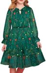 GRACE KARIN Girl Fall Dresses Size 7 Long Sleeve Christmas Dress Formal Party Floral Smocked Waist Midi Boho Dress