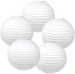 Just Artifacts 8-Inch White Chinese Japanese Paper Lanterns (Set of 5, White)