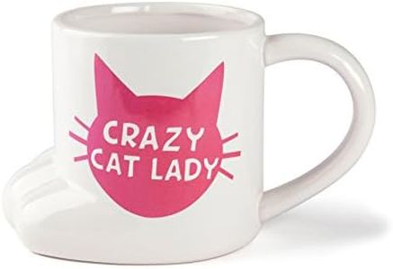 BigMouth Inc Crazy Cat Lady Coffee Mug, Cute Ceramic Cup, Cat Paw Shaped, Funny Gifts for Women & Cat Lovers, 20 Ounces