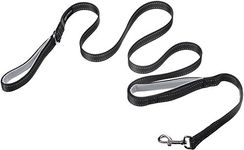 amazon basics Double Handle Light Reflecting Dog Leash, Black, 6