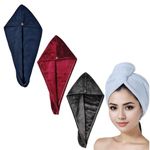 Cotton Bolls Textiles Microfiber Hair Towel Wrap, Pack of 3, Drying Hair, Anti-Frizz, for Everyday Usage (Color 3)