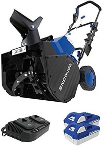 Snow Joe 24-Volt Cordless Snow Blower Bundle, 18-Inch Snow Clearing Deck, Auger Assit (w/Batteries, Dual Port Charger, Cover, Ice Dozer) (Kit (w/2x4-Amp Batteries))