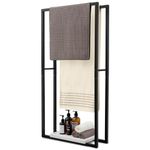 KES Standing Towel Rack for Bathroom, 2-Tier 38" Height Towel Holder Stand with Weighted Marble Base, Black Towel Blanket Drying Rack Freestanding, BTH502-BK