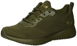 Skechers Women's Bobs Squad - Tough Talk Sneakers, Green Olive Engineered Knit Old, 4 UK