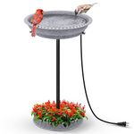 GESAIL Heated Bird Bath, 75W Thermostatically Controlled Lightweight Pedestal Bird Bath with Metal Stake Heated Bird Baths for Outdoors for Winter Garden Patio Yard Decoration, Spotted Grey