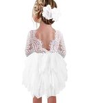 Beganly Girls Lace Back Dress Fluffy Tiered Tutu Tulle Party Flower Girl Dresses White 6T