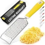 Zulay Kitchen Professional Cheese Grater Stainless Steel - Durable Rust-Proof Metal Lemon Zester Grater With Handle - Flat Handheld Grater For Cheese, Chocolate, Spices, And More - Yellow