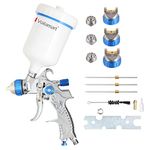 Voilamart HVLP Gravity Feed Air Spray Gun 600CC Cup Paint Sprayer Airbrush Painting Tool Kit with 3 Nozzle 1.4MM 1.7MM 2.0MM