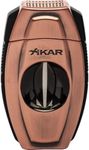 XIKAR Flip Dual Cigar Cutter - Versatile 64-Ring Gauge V-Cut & Straight Cut, Premium Stainless Steel Blades, Spring-Loaded Release, Built-in Cigar Rest, Textured Grip Cigar Snipper - Bronze