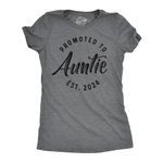 Womens Promoted to Auntie 2024 Tshirt Funny New Baby Family Graphic Tee Funny Womens T Shirts Funny Aunt T Shirt Women's Novelty T Shirts Dark Grey XL